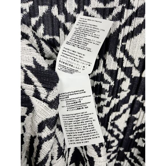 Hugo Boss Feyre's Geo Pattern Ribbed Sheath Dress in Midnight Fantasy - Picture 10 of 16